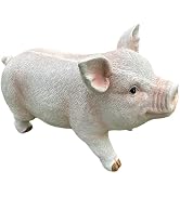 Sengocis One Pack Pig Statue Medium Pig Figurine, Resin Home Decor, Lucky Animal Garden Statue fo...