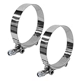 LSKASELUE 2PCS 2.25 Inch T-Bolt Hose Clamp, Stainless Steel Adjustable Pipe Clamps with Range 67-72mm, Heavy-Duty Clamps Solid T-Nuts and Wide Band for Turbo Intake Intercooler