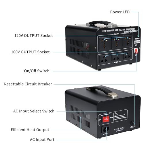 Image of Yinleader 120V to 100V US to Japan Voltage Converter Step Down /Up Transformer for Japanese Industrial or High-Power Use in US(5000W)