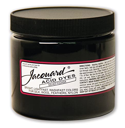 Jacquard Acid Dye - Hot Fuchsia - 8 Oz Net Wt - Acid Dye for Wool - Silk - Feathers - and Nylons - Brilliant Colorfast and Highly Concentrated