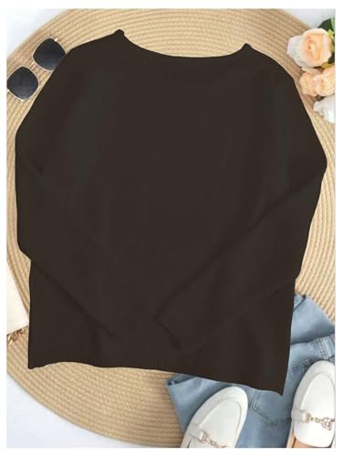 Image of Verdusa Women's Beach Cover Up Sweaters Letter Print Long Sleeve Crochet Crew Neck Knit Sweater Summer Tops