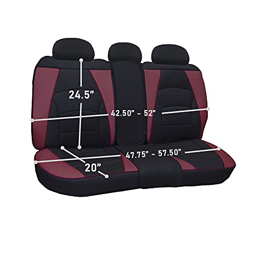 Image of FH Group Ultra Comfort Highest Grade Faux Leather Full Set Cushion Pads Car Seat Covers for Front and Rear- Universal Fit for Cars Trucks & SUVs (Burgundy /Black)