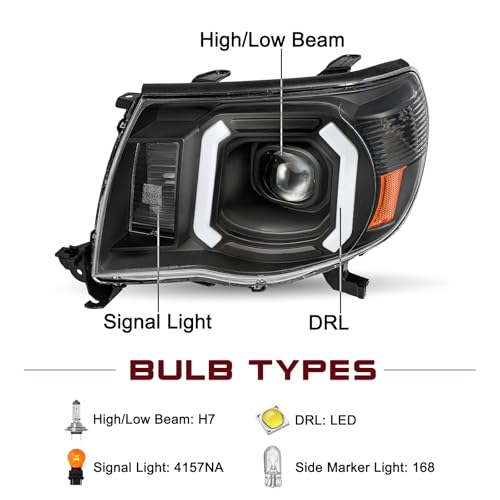 Image of JSBOYAT LED DRL Headlight Assembly for 2005-2011 Toyota Tacoma Pickup