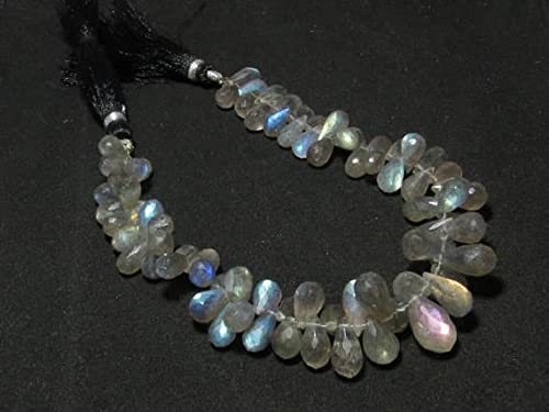 Labradorite naturelle en perles gouttes facettées de 6x8 à 8x12 mm pour création de bijoux DIY