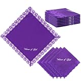 6 Pack 23'' Lap Scarf for Women Church Christmas with Lace Christian Satin Handkerchief Gift for Church Group Skirts (Classic,Purple)