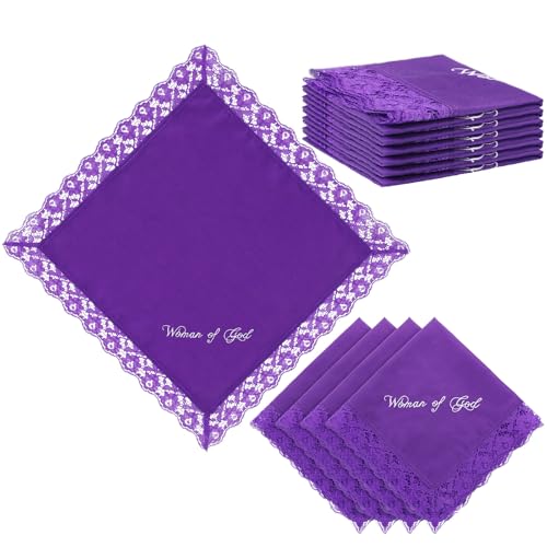 6 Pack 23'' Lap Scarf for Women Church with Lace Christian Satin Handkerchief for Funeral Church Group Skirts - Main Image