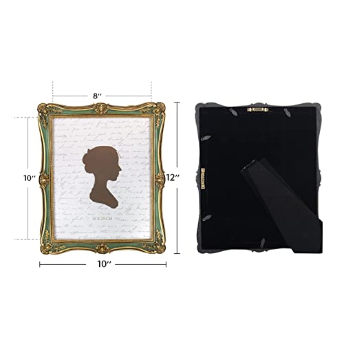 Aels 8X10 Inch Vintage Picture Frame, Elegant Antique Photo Frames With Glass Front, Photo Display, Tabletop Wall Hanging, Gift Ideas, Gold And Green #TOP1