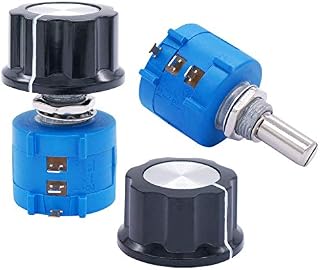 Taiss 2 Pieces Potentiometer 2K Ohm 10-Speed Rotary Wire, Precision Multi-Speed Wire, Adjustment Resistance + 2 Pieces Button 3590S-2-202L