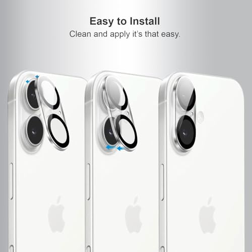Image of SupCares Premium Camera Lens Protector Tempered Glass Compatible For iPhone 16 and iPhone 16 Plus With Installation Kit | Edge to Edge Coverage | Transparent | Pack of 2