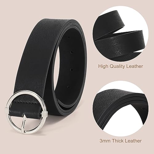 XZQTIVE Women Belts for Jeans Dress Casual Women Leather Belts with O-Ring Buckle 1.42" Width Plus Size Ladies Waist Belts3
