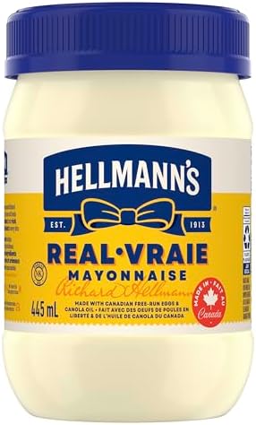 Hellmann's Mayonnaise Ideal with fries, burgers and salads Real Cage free eggs and sustainably sourced oils 445 ml