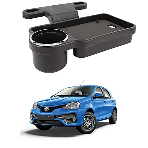Image of Oshotto (FT-04) Foldable Car Auto Headrest Rear Back Seat Table Drink Food Cup Tray Holder Compatible with Toyota Liva - Black