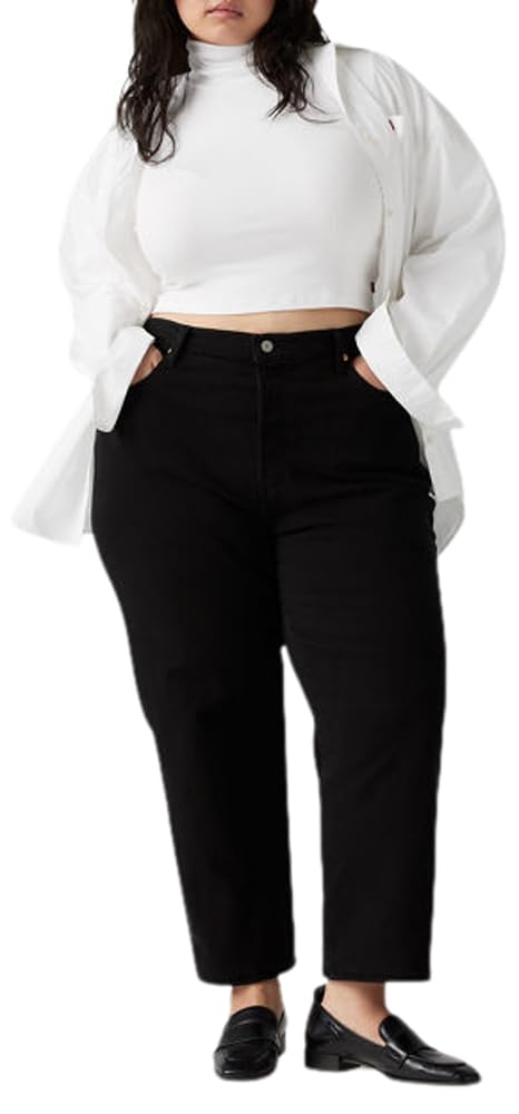 Levi's Women's Plus Size Ribcage Straight Ankle Jeans, Black Sprout, 22 M