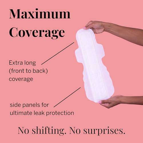 Image of Pixie Organic Pads Ultra-Thin Extra Long Overnight Cotton Pads for Women - Maximum Absorbency with Wings - Leak-Proof, Hypoallergenic, Unscented, Postpartum - Compostable, Biodegradable - 12 Count
