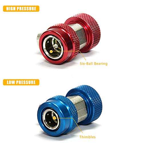 Apeixoto Ac R134A Adapter Fittings Adjustable R134A R-134A Connector 1/4 Inch Quick Connector With Manifold Gauge Set #TOP5