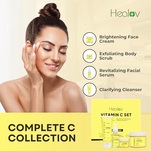 Vitamin-C-Skincare-Set--Hydrating-Facial-Cleanser-Exfoliating-Body-Scrub-Face-Cream-Anti-Aging-Serum--Vit-C-Reduces-Dullness-Fine-Lines-Wrinkles-Dark-Circles--Travel-Kit-for-Youthful-Skin
