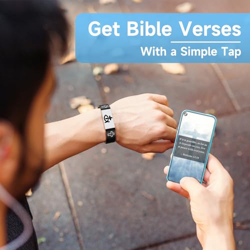 Bible Verse Bracelet, Wearable Scripture Bracelets Jesus Bracelet for Spiritual Enrichment, Bible Verse Tapped via Smartphone, Christian Bracelet for Women, Men and Teens3