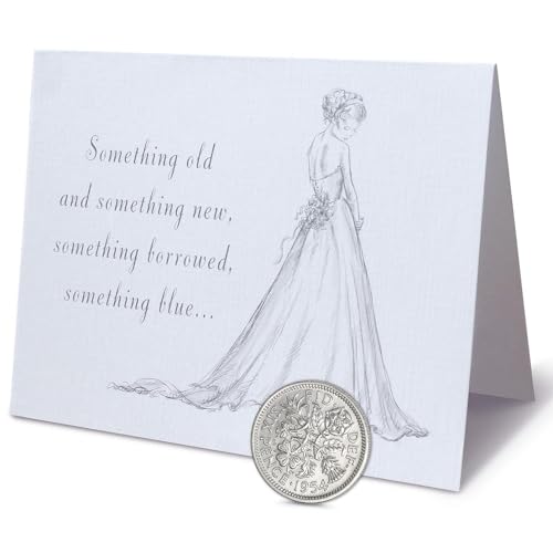COOLUXU Sixpence Coin for Bride Shoe and Wedding Card, Something Old, Something New, Something Borrowed, Something Blue, and a Sixpence for Her Shoe. (1954~1967)