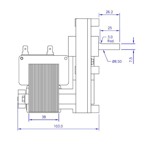 Easyricambi MOTORIDUTTORE per Stufa A Pellet T3 4,75 RPM Pacco 38MM Albero 8,5MM Mellor - NORDICA - EXTRAFLAME