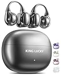 King Lucky i121 Open Ear Wireless Bluetooth 5.4 Clip-on Earbuds with Mic, 50H Playtime, Waterproof, Comfortable for Small Ears&Glasses Wearers, for Workouts (Modern Design, Black)