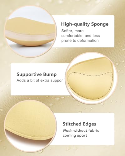 KSang Wateproof Thick Bathing Suit Inserts - 2 Pairs Push Up Bra Pads Inserts Add Cups Swimsuit Breast Enhancer for Bikini Sports Fits A/B Beige
