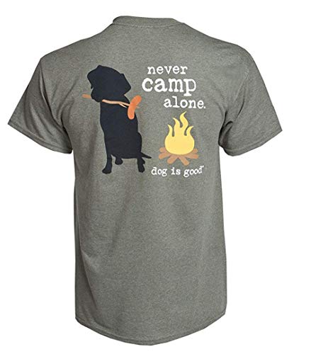 Dog is Good T-Shirt Never Camp Alone - Great Gift for Dog Lovers, Made with High Premium Materials, for Men and Women Military Green