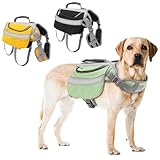 ZESTEFY Hundeweste Rucksack Geschirr Atmungsaktiv Robust Mit Reflektierenden Streifen 2 Seitentaschen Wasserdicht Für Spaziergänge Wandern Training (Grün)