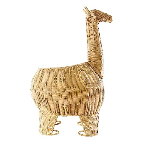 Image of Kaplan Early Learning Giraffe Washable Wicker Floor Basket | Home Decor Organizer | Animal-Shaped Rattan Woven Storage Bin