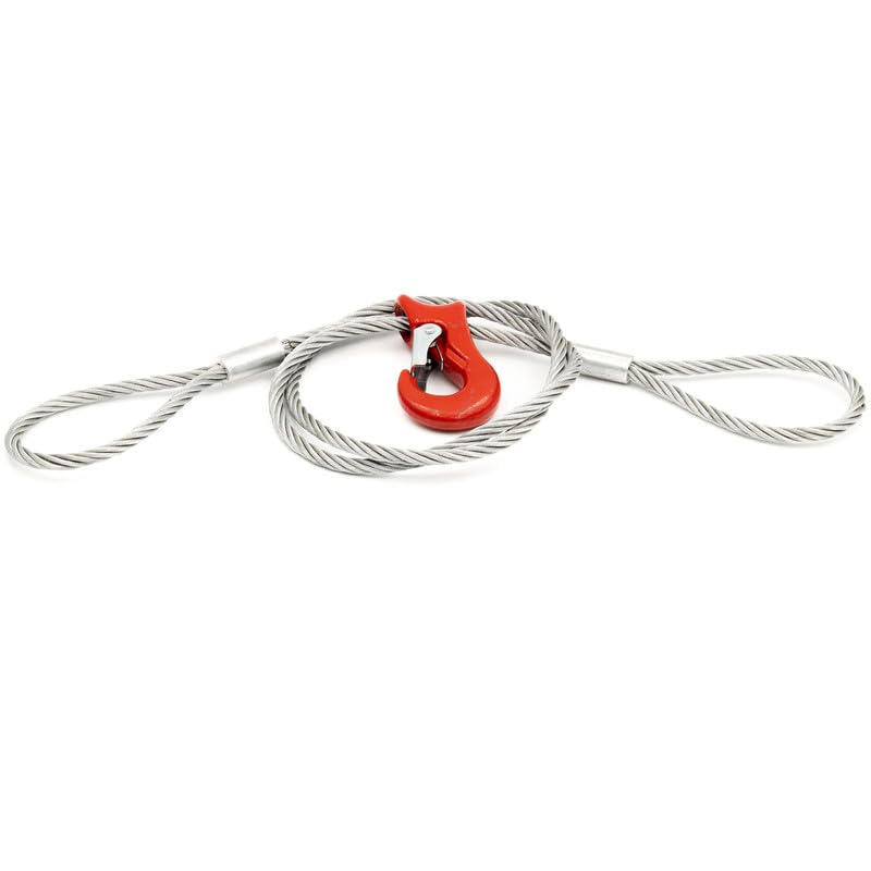 Cave Acciaio 10mm Diametro 1,5m Lunghezza con Gancio Scorrevole e 2 Passanti - Cavi Acciaio con Passanti - Fune Acciaio con Passanti - Fune Metallica con Occhielli - Corda in Acciaio