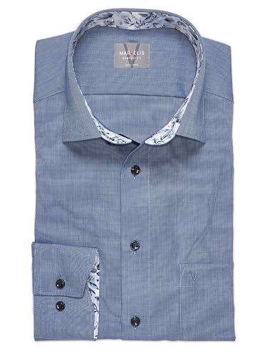 Marvelis Herren Businesshemd Langarm 700014,Einfarbig,Comfort fit,New Kent,Nachtblau 14,43