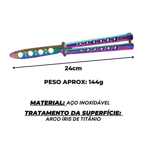Butterfly Batanga Faca Sem Corte Para Treinos Manobras Raibown Acabamento em Titânio Trava de Mola