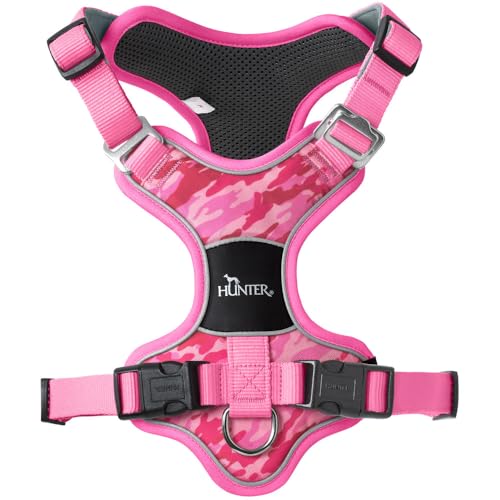 Hunter Geschirr DIVO Camouflage, Farbe: rosa, ergonomisch geformt, 5-Fach verstellbar, mit Aluminium-Schnallen, atmungsaktiv gepolstert, 3M Scotchlite reflektierend, Größe: S