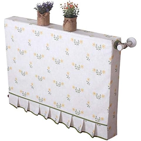 RIYIFER Radiator Cover, Medium Thickness Canvas Fabric Heating Dust Covers with Lotus Leaf Lace Cover for Radiator Perfect Home Decoration,White,80x10x60cm Cover