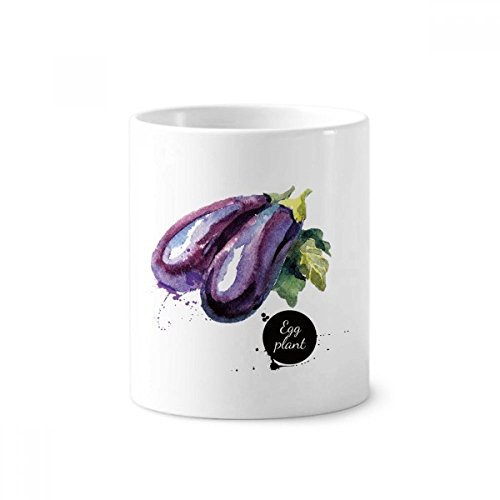 Porte brosse à dents aubergine en céramique tasse blanche 350ml décorative