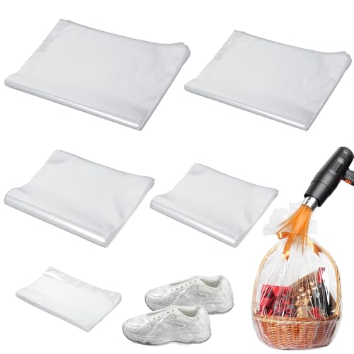 500Pcs Heat Shrink Wrap Bags Multi-Size Clear POF Film