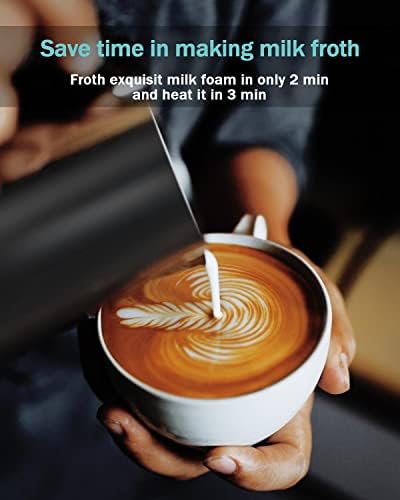 EZBASICS Milk Frother, Milk Steamer Foam Maker for Coffee, Latte, Hot Chocolates, Electric Milk Frother Stainless Steel, Automatic Hot and Cold Milk Frother Warmer with Heat Froth Whisks, Black