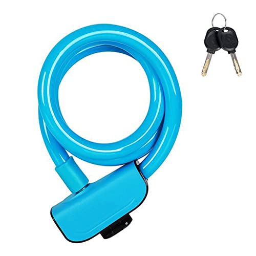 ZECHAO Bike Locks,Anti-Theft Lock Mounting Bracke with 2 Keys PVC Steel Cable Anti-Theft Waterproof Riding Lock Mountain Bike Lock Anti-Theft Lock (Color : Blue, Size : 1.2m)