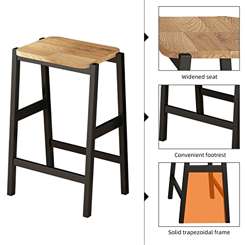 3 Pcs Counter Height Dining Table Set Kitchen Island Set Rubber Wood Rustic Retro Breakfast Table And 2 Stools With 2 Open Shelves For Kitchen Dining Room Or Small Space, Black And Natural #TOP2