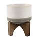 Flora Bunda Mid Century 7 inch Lava Ceramic on Wood Stand, Grey