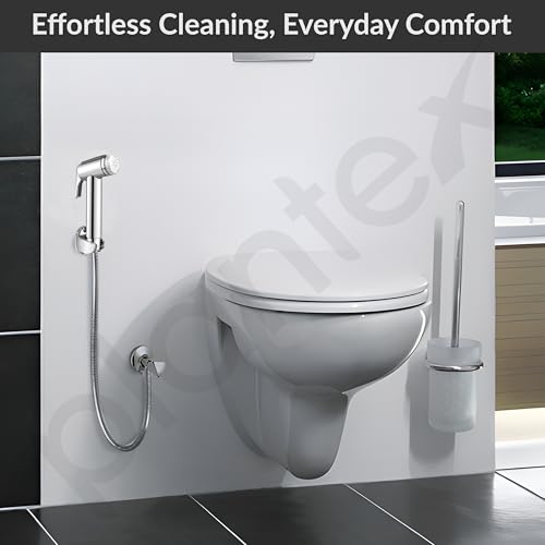 Image of Plantex Jet Spray for Toilet /ABS Health Faucet with 1 Meter Shower Hose Pipe and Wall Hook /Health Faucet Set for Bathroom /Hand Gun for Toilet - (Jecquar, Chrome)