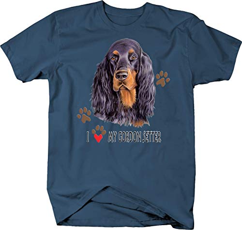 I Love My Gordon Setter Dog with Paw Prints Custom Tshirt - XLarge