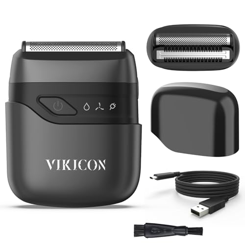 VIKICON Folienrasierer Herren Mini Rasierer Herren Elektrisch Elektrorasierer für Bart & Gesicht Trockenrasierer Herren Elektrisch USB-C Wiederaufladbar Ideal für Reisen (Schwarz)