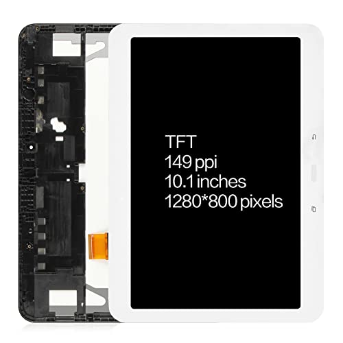 A-MIND for Samsung Galaxy Tab 4 10.1 LCD Display Touch Digitizer(White with Frame) Screen Replacement SM-T530 SM-T531 SM-T535 SM-T537A SM-T537V Full Assembly Repair Kits with Tools