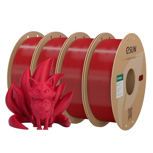 Image of eSUN PLA Basic Filament 1.75mm Fire Engine Red, 1KG Spool (2.2 LBS) 3D Printer PLA Filament, Fits for Most FDM 3D Printers, 4PCS Bundle Set