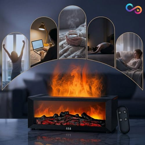 LOOPED IN Fireplace Flame Aroma Diffuser, Black - Image 7