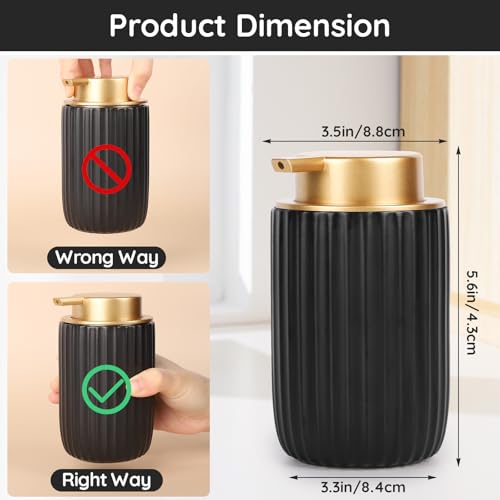 Image of Segbeauty Ceramic Liquid Soap Dispenser, 10.8oz Refillable Black Lotion Soap Dispenser with Pump, 320ml Bathroom Countertop Soap Dispenser Kitchen Creams Containers Bottle Decorative Pump Bottle