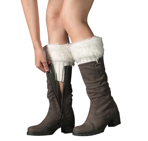 Bestjybt Womens Fur Boot Socks Knitted Boot Cuffs Leg Warmers