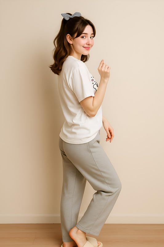 Image of My Swag Womens Cotton Nightwear Set | Dreamy Nights Printed T-Shirt with Relaxed Fit Pajama | Perfect for Sleep & Home