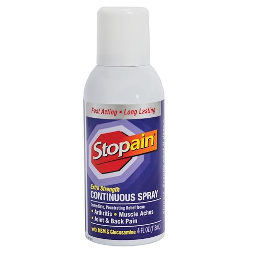 Stopain Pain Relief Spray 4oz, USA Made, Max Strength Fast Acting with Menthol, MSM, Glucosamine for Lower Back, Arthritis, Knee, Neck, Joints, HSA FSA Approved OTC Topical Analgesic Product