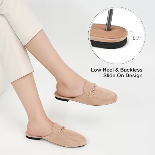 Image of Womens Mules Buckle Flats: Classic Suede Slip On Shoes Dressy Closed Toe Backless Slides Loafers 2026 for Business Work Office Casual